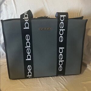 Bebe Blue Tote with Bold Black Straps New With Defect
